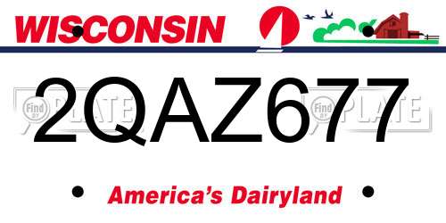 2QAZ677 Wisconsin License Plate