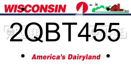 2QBT455 Wisconsin License Plate