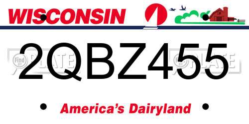 2QBZ455 Wisconsin License Plate