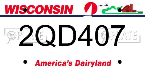 2QD407 Wisconsin License Plate