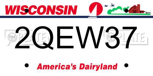 2QEW37 Wisconsin License Plate