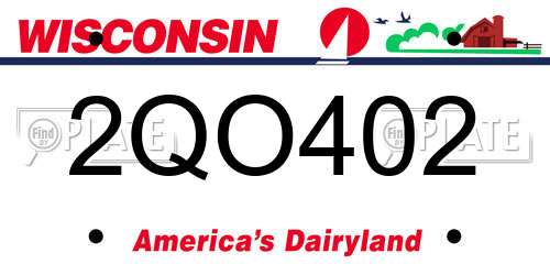2QO402 Wisconsin License Plate