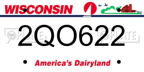 2QO622 Wisconsin License Plate