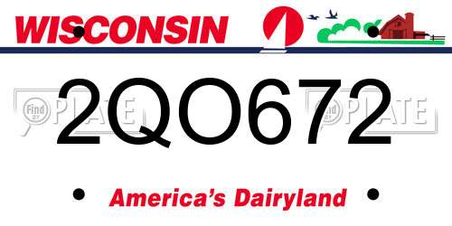 2QO672 Wisconsin License Plate