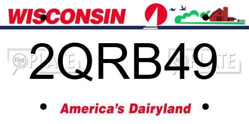 2QRB49 Wisconsin License Plate