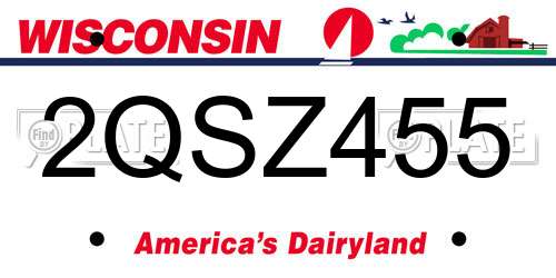 2QSZ455 Wisconsin License Plate