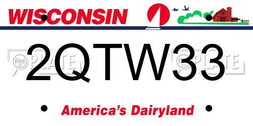 2QTW33 Wisconsin License Plate