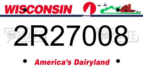2R27008 Wisconsin License Plate