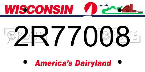 2R77008 Wisconsin License Plate