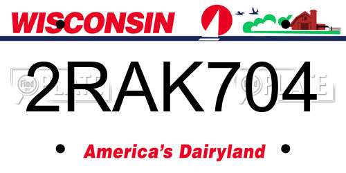 2RAK704 Wisconsin License Plate