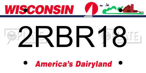 2RBR18 Wisconsin License Plate
