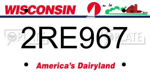 2RE967 Wisconsin License Plate