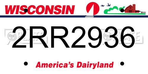 2RR2936 Wisconsin License Plate