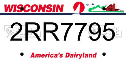 2RR7795 Wisconsin License Plate