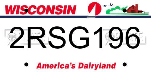 2RSG196 Wisconsin License Plate