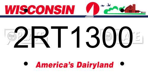 2RT1300 Wisconsin License Plate