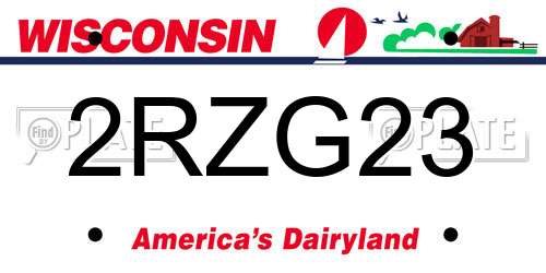 2RZG23 Wisconsin License Plate