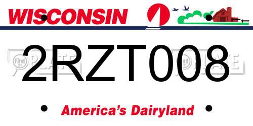 2RZT008 Wisconsin License Plate