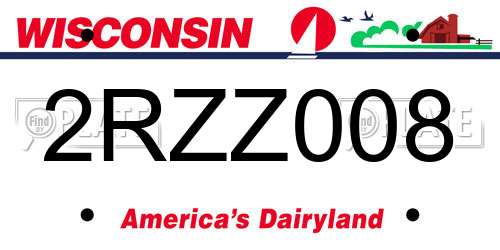 2RZZ008 Wisconsin License Plate