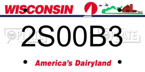 2S00B3 Wisconsin License Plate