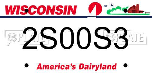 2S00S3 Wisconsin License Plate