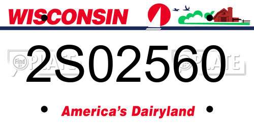 2S02560 Wisconsin License Plate