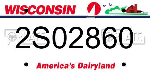 2S02860 Wisconsin License Plate