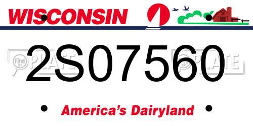 2S07560 Wisconsin License Plate