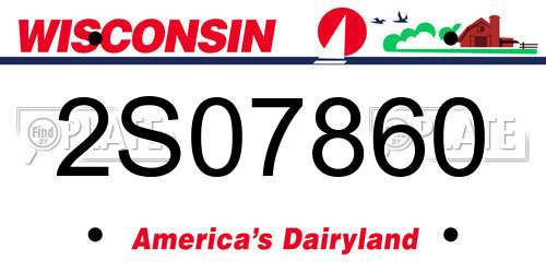 2S07860 Wisconsin License Plate