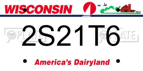 2S21T6 Wisconsin License Plate