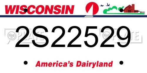 2S22529 Wisconsin License Plate