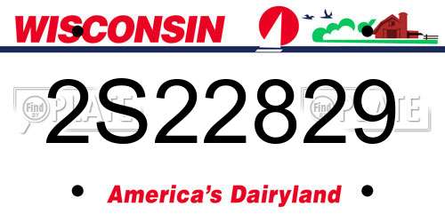 2S22829 Wisconsin License Plate