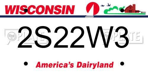 2S22W3 Wisconsin License Plate