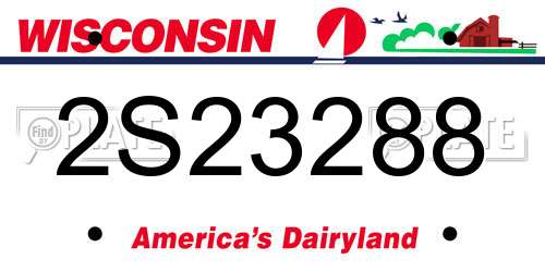 2S23288 Wisconsin License Plate
