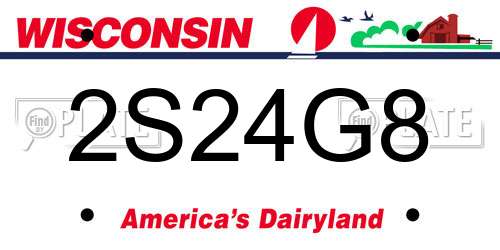 2S24G8 Wisconsin License Plate