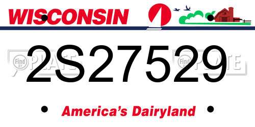 2S27529 Wisconsin License Plate