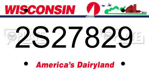 2S27829 Wisconsin License Plate