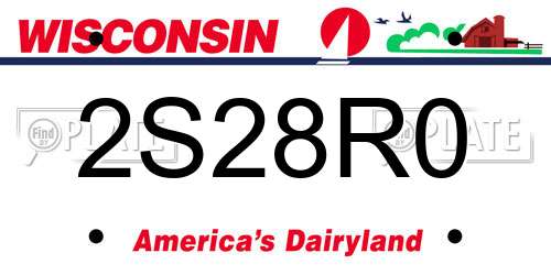 2S28R0 Wisconsin License Plate