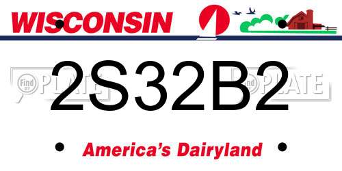 2S32B2 Wisconsin License Plate