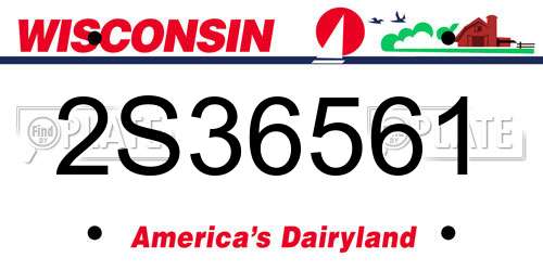 2S36561 Wisconsin License Plate