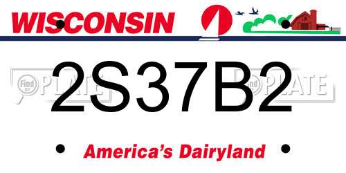 2S37B2 Wisconsin License Plate