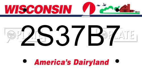 2S37B7 Wisconsin License Plate