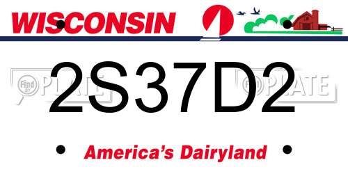 2S37D2 Wisconsin License Plate