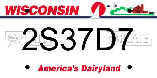 2S37D7 Wisconsin License Plate