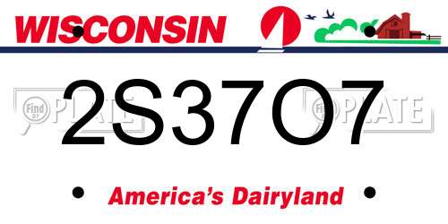 2S37O7 Wisconsin License Plate