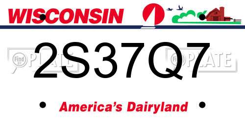 2S37Q7 Wisconsin License Plate
