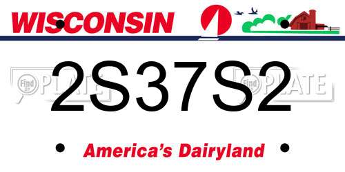 2S37S2 Wisconsin License Plate