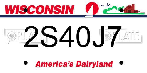 2S40J7 Wisconsin License Plate