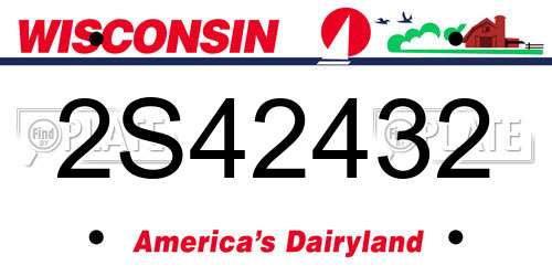 2S42432 Wisconsin License Plate