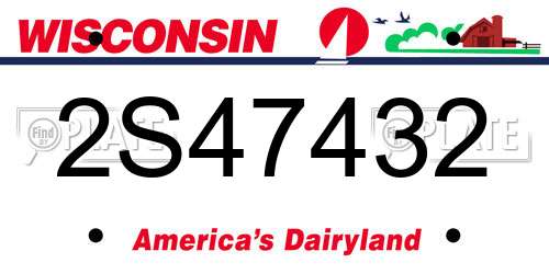 2S47432 Wisconsin License Plate